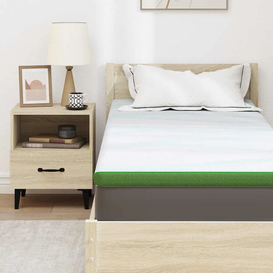 Surmatelas Blanc et vert 80 x 200 cm Tissu Jacquard - 7