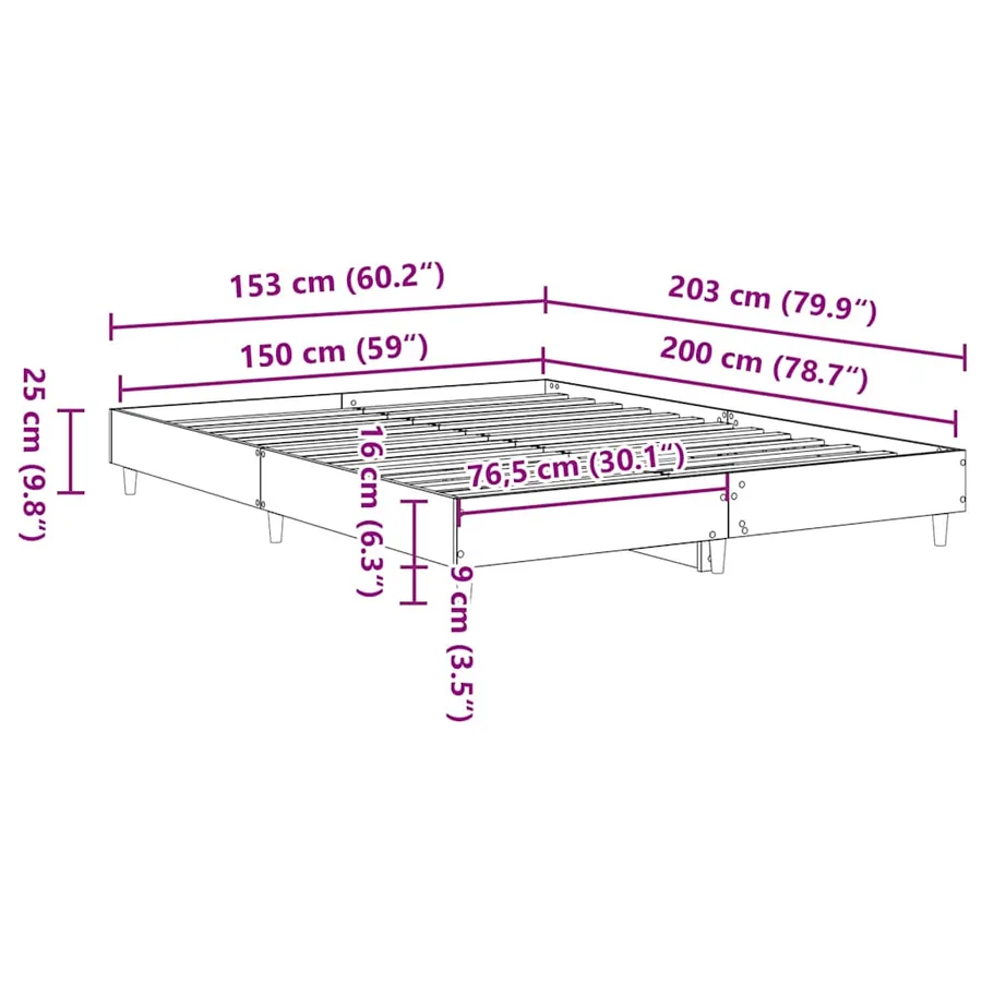Cadre de lit sans matelas chêne sonoma 150x200 cm - 10