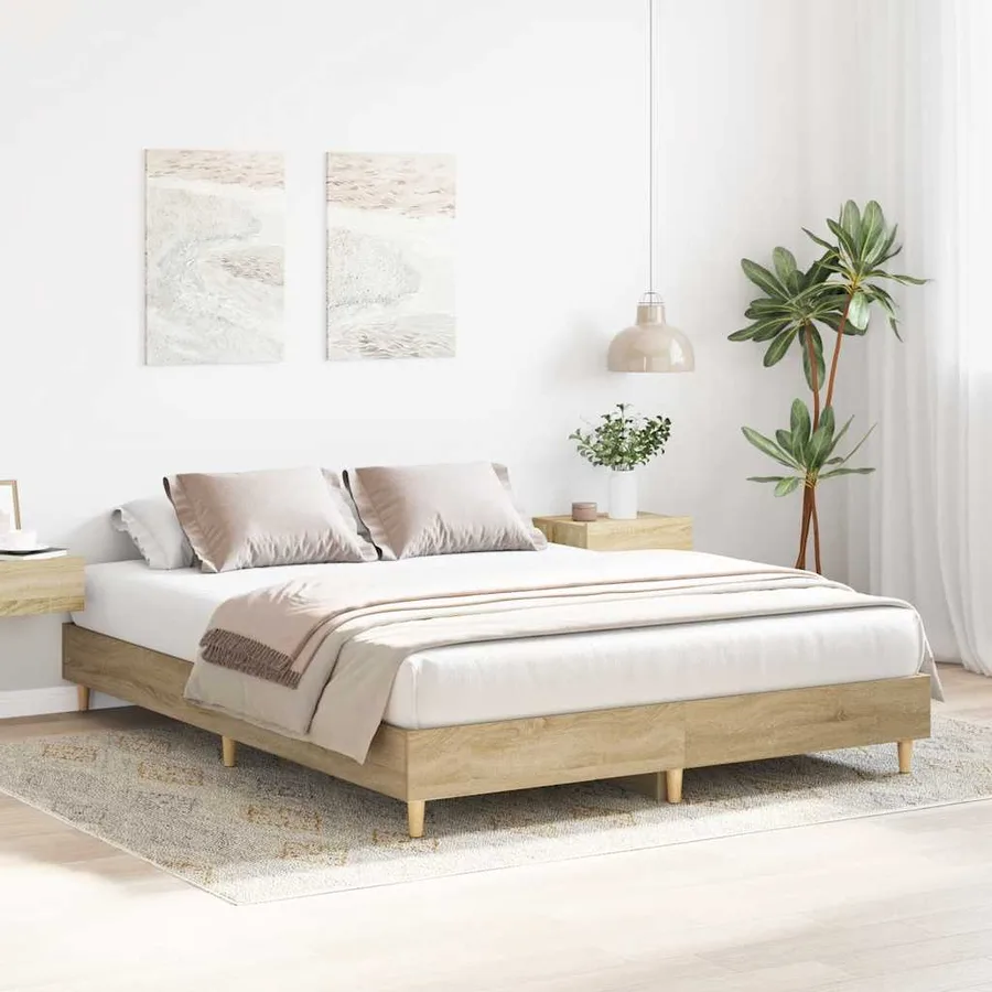 Cadre de lit sans matelas chêne sonoma 150x200 cm - 3