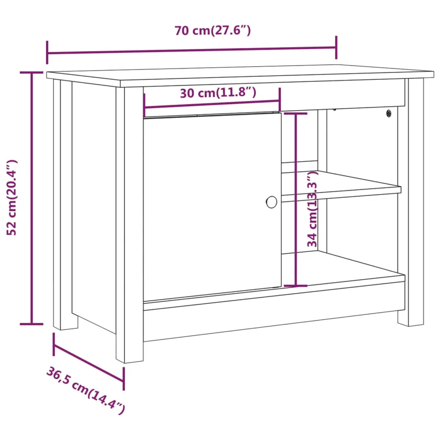 Meuble TV 70x36,5x52 cm Bois de pin massif - 10