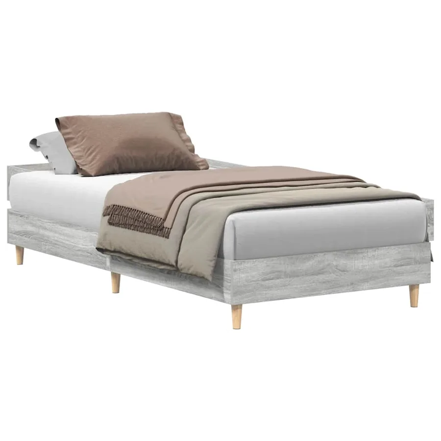 Cadre de lit sans matelas sonoma gris 75x190 cm - 2