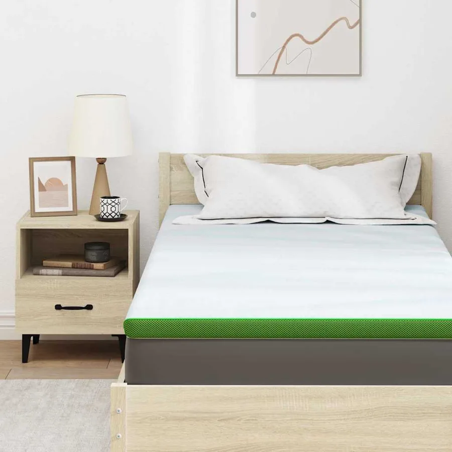 Surmatelas Blanc et vert 90 x 200 cm Tissu Jacquard - 7