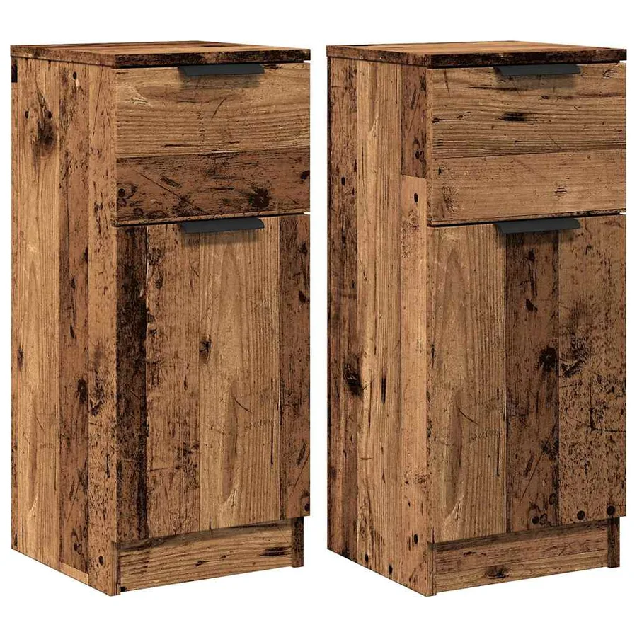 Buffets 2 pcs vieux bois 30x30x70 cm bois d'ingénierie - 2