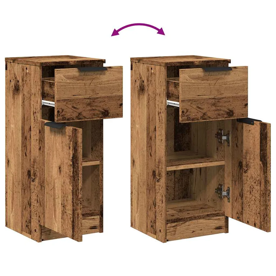 Buffets 2 pcs vieux bois 30x30x70 cm bois d'ingénierie - 9