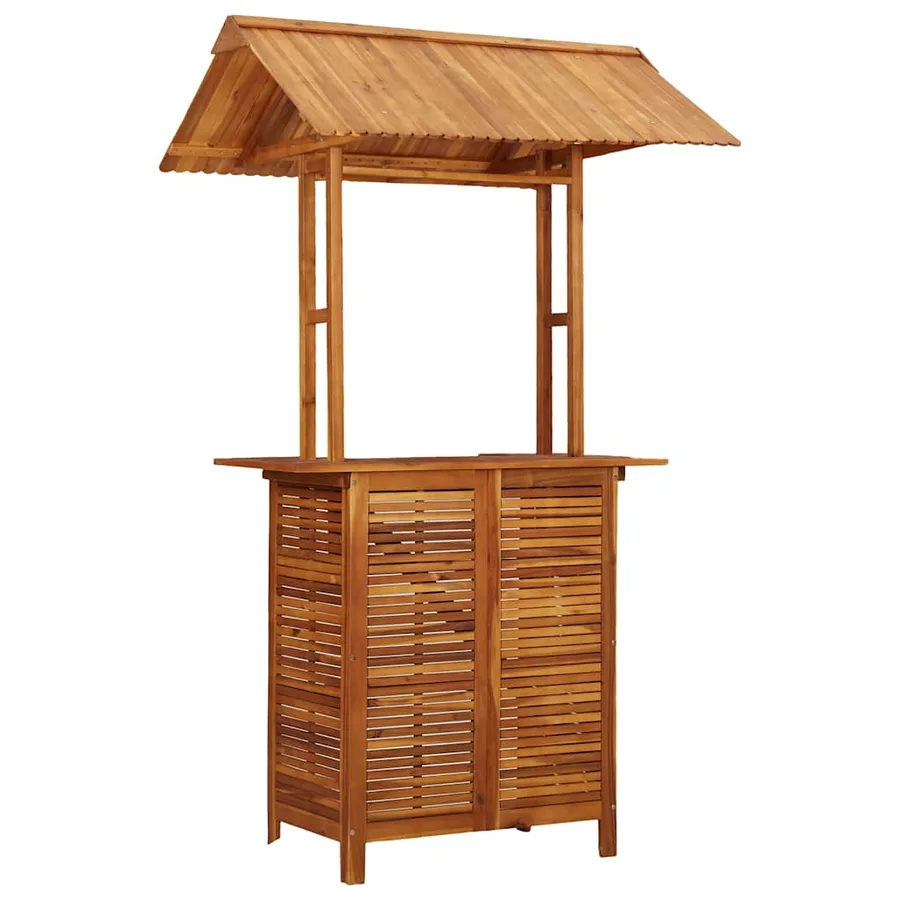 Table de bar d'extérieur avec toit 113x106x217 cm Bois d'acacia - 2