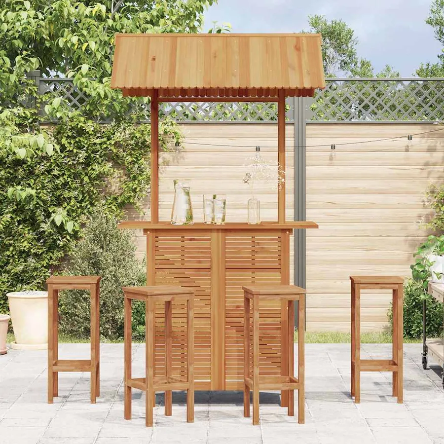 Table de bar d'extérieur avec toit 113x106x217 cm Bois d'acacia - 3
