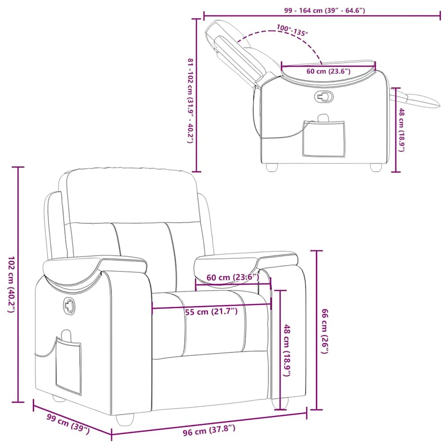 Fauteuil de massage inclinable Crème Tissu - 13