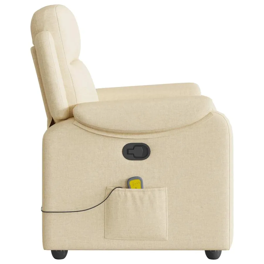 Fauteuil de massage inclinable Crème Tissu - 4