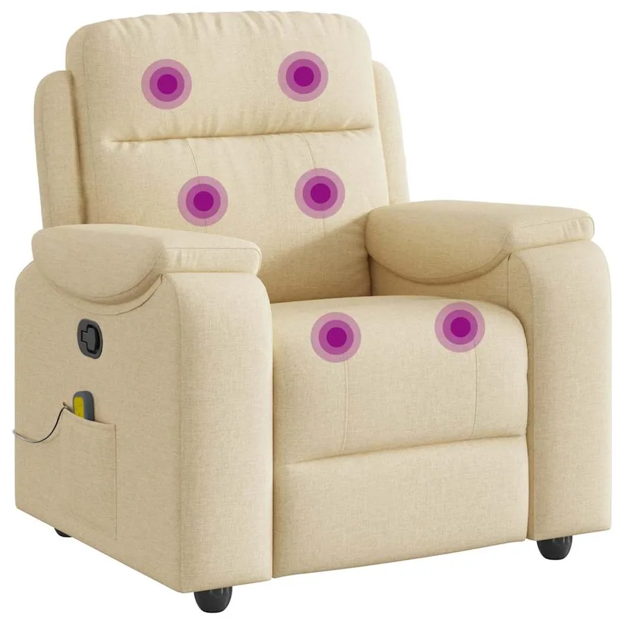 Fauteuil de massage inclinable Crème Tissu - 6