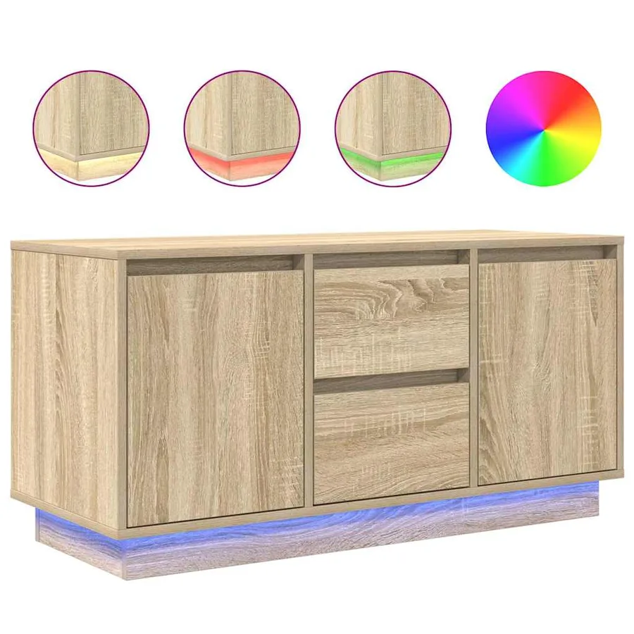 Meuble TV avec lumières LED chêne sonoma 100x41x50 cm - 2