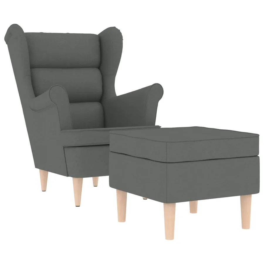 Fauteuil avec repose-pied Gris foncé Tissu - 2