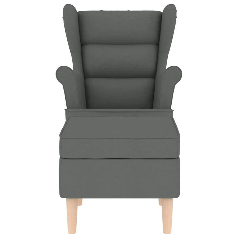 Fauteuil avec repose-pied Gris foncé Tissu - 4