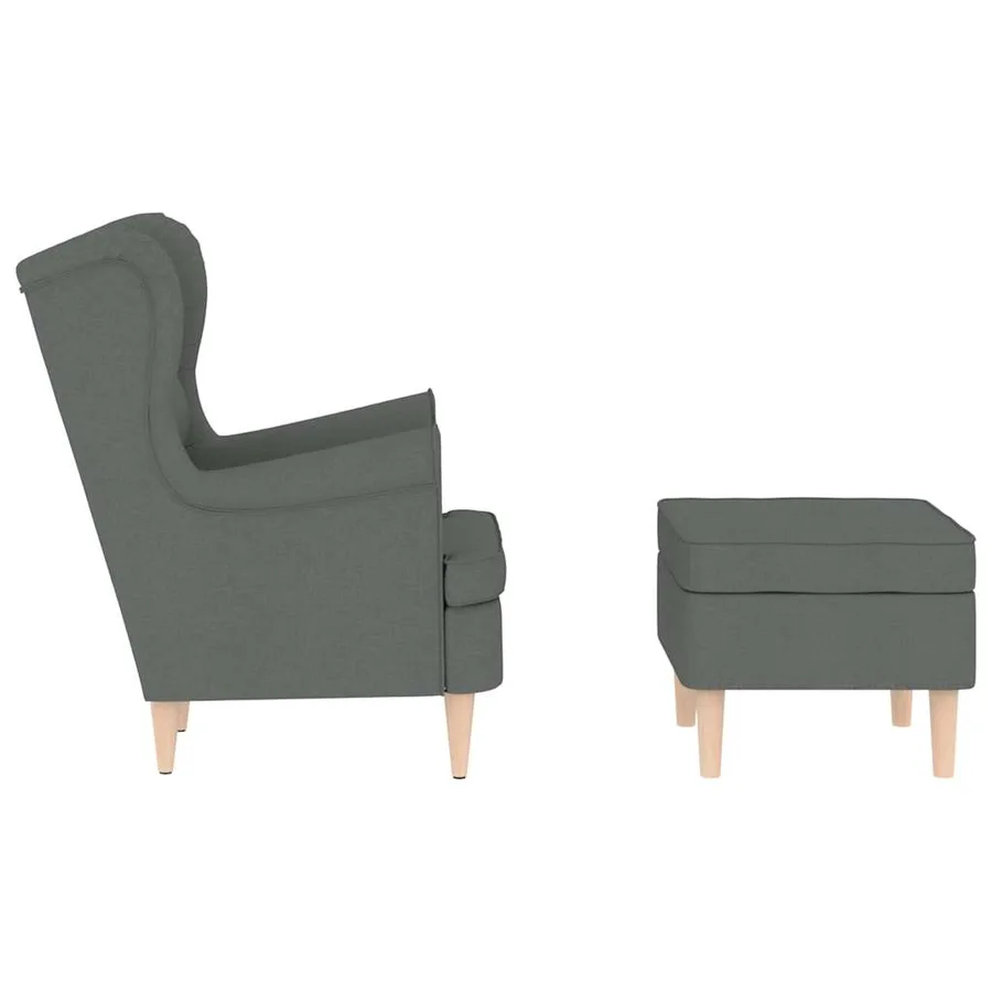Fauteuil avec repose-pied Gris foncé Tissu - 5