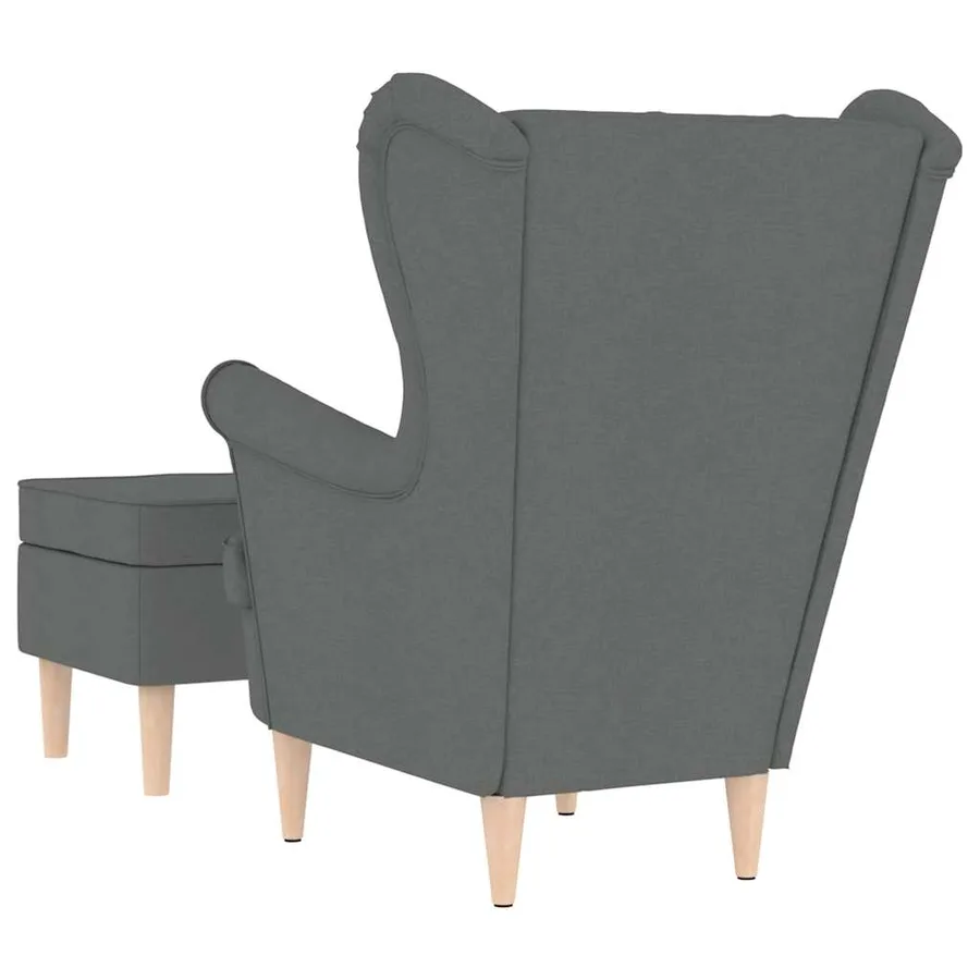 Fauteuil avec repose-pied Gris foncé Tissu - 6