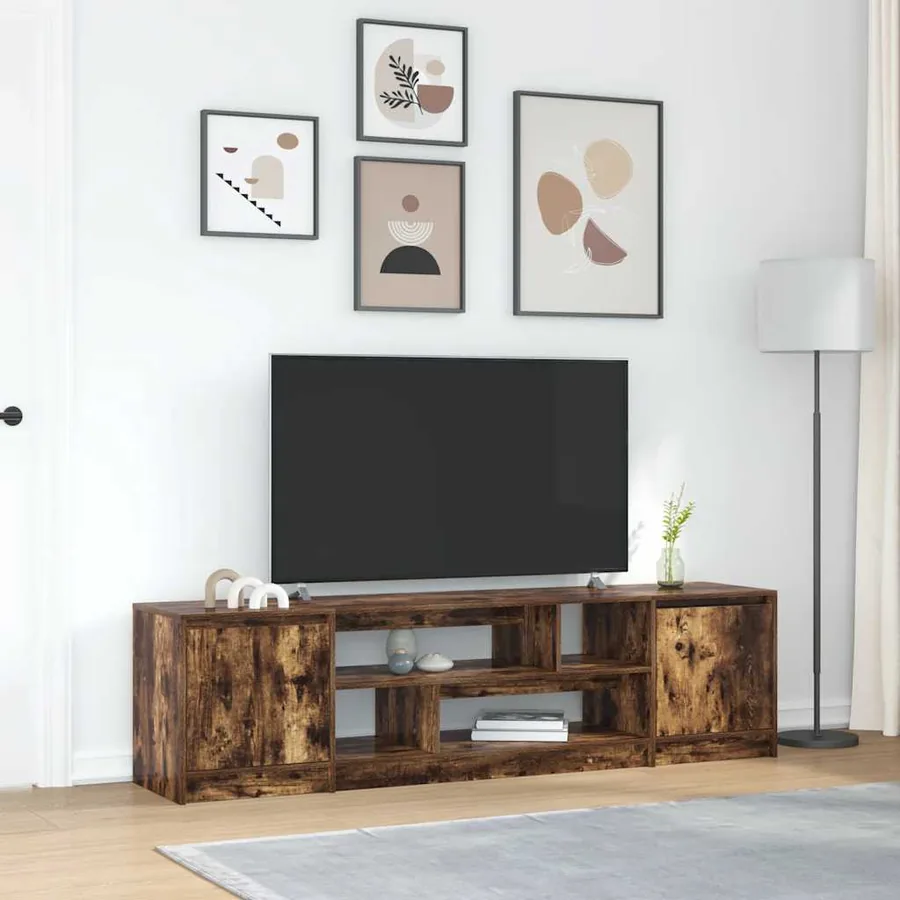 Meuble TV chêne fumé 188,5x41x50 cm bois d'ingénierie