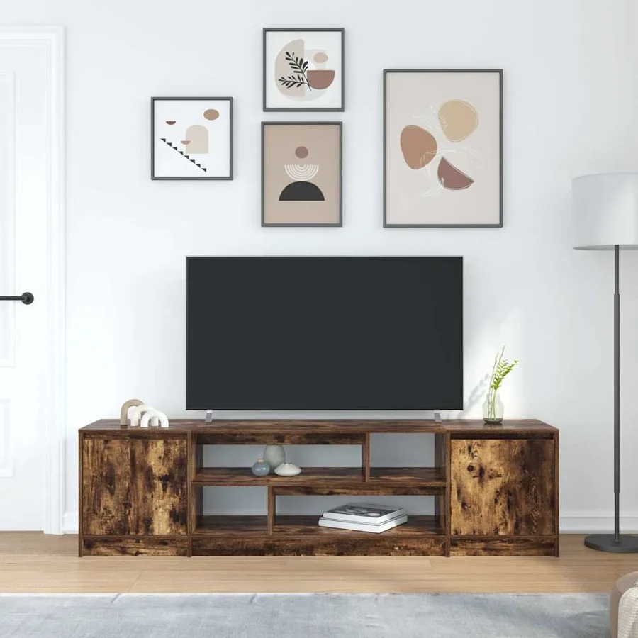 Meuble TV chêne fumé 188,5x41x50 cm bois d'ingénierie - 3