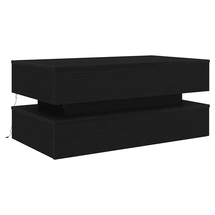 Table basse avec lumières LED chêne noir 90x50x40 cm - 3