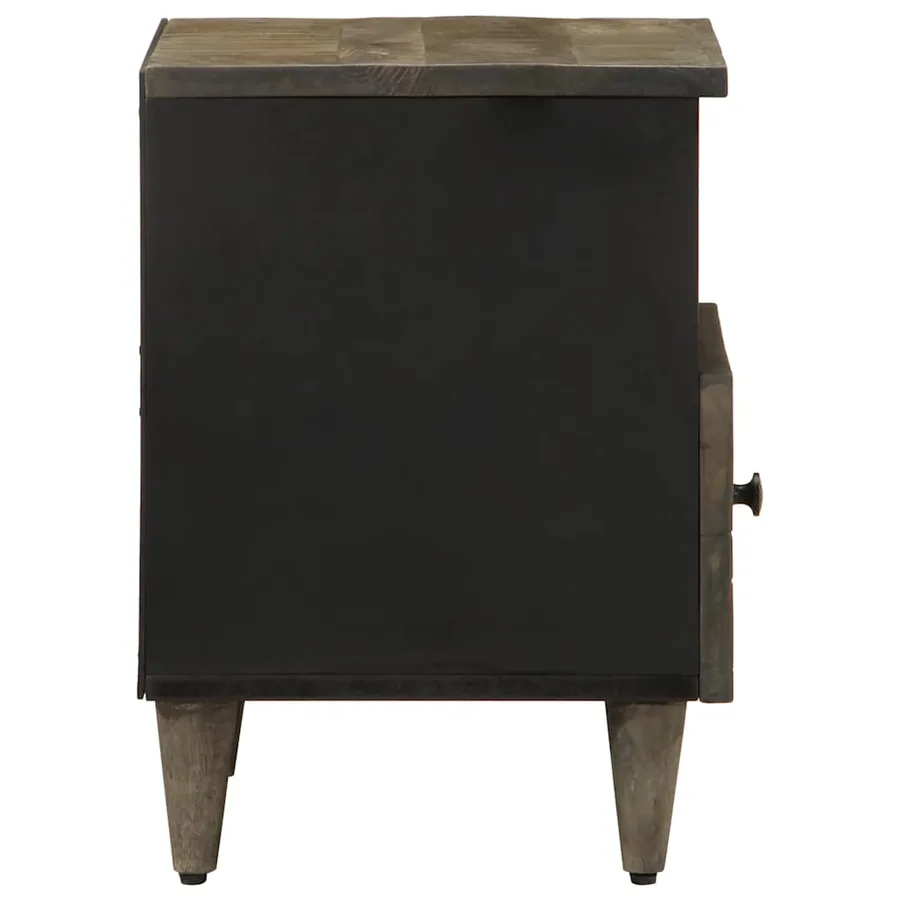 Table de chevet gris clair 40x33x46 cm bois de manguier solide - 4