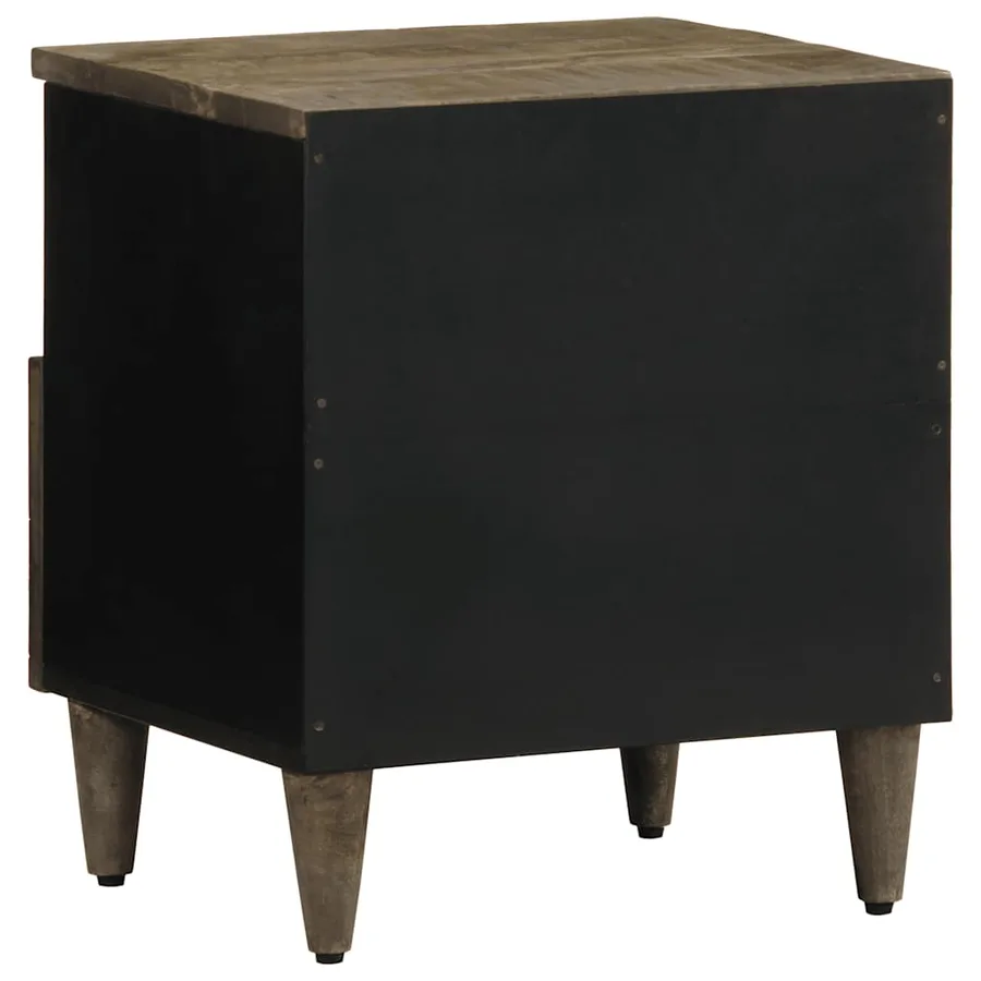 Table de chevet gris clair 40x33x46 cm bois de manguier solide - 5