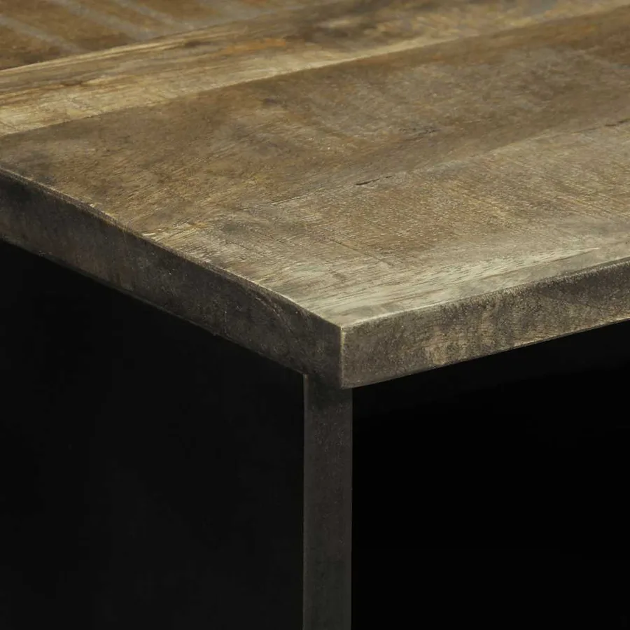 Table de chevet gris clair 40x33x46 cm bois de manguier solide - 6