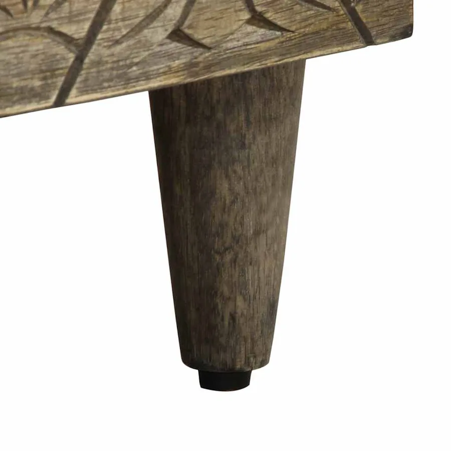 Table de chevet gris clair 40x33x46 cm bois de manguier solide - 8