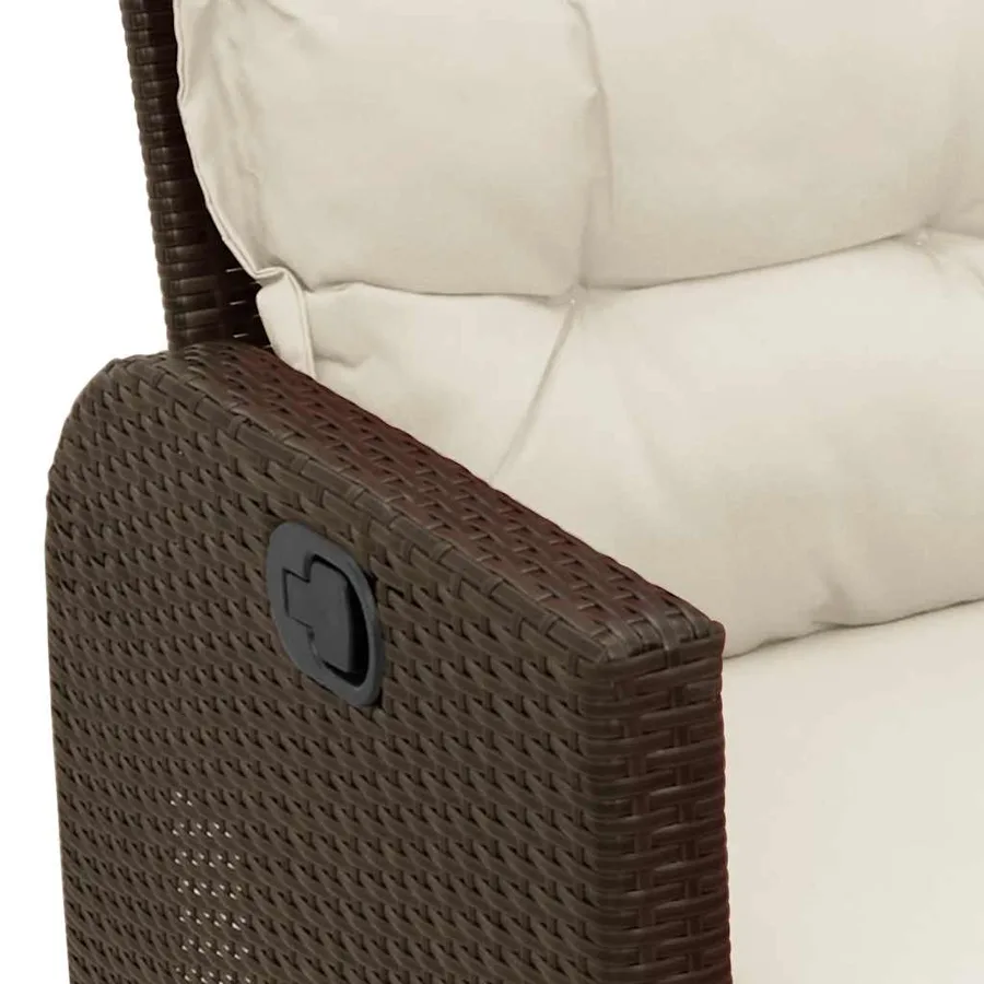 Canapé de jardin inclinable coussins forme L marron polyrotin - 12