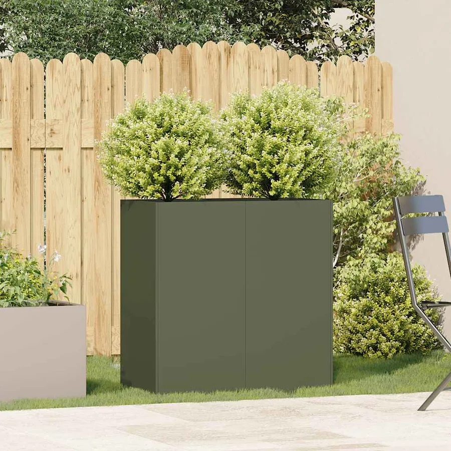 Jardinière vert olive 80x40x80 cm acier laminé à froid - 3