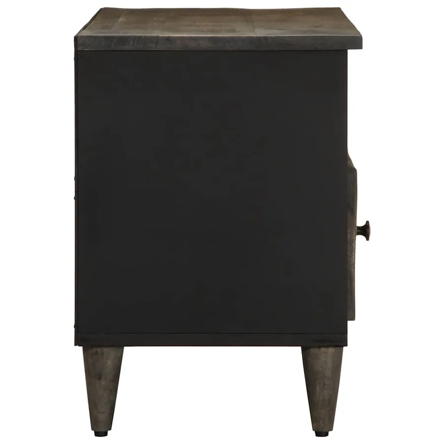 Meuble TV noir 100x33x46 cm bois massif de manguier - 4