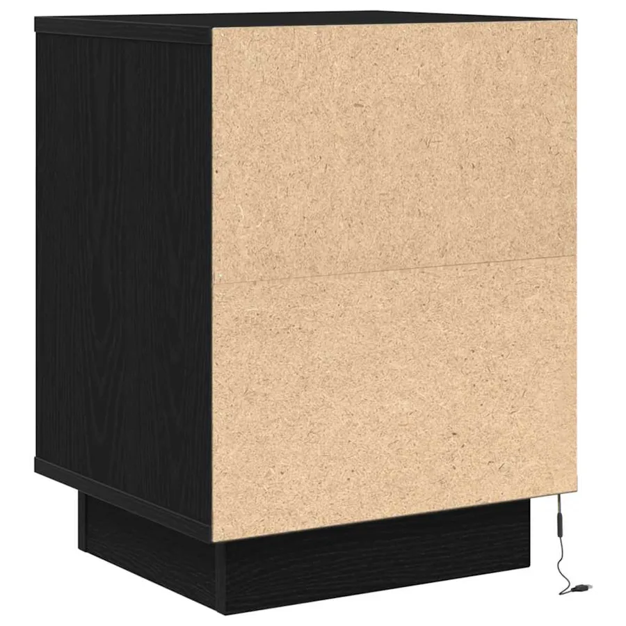 Table de chevet avec lumières LED noir 38x34x50 cm - 8