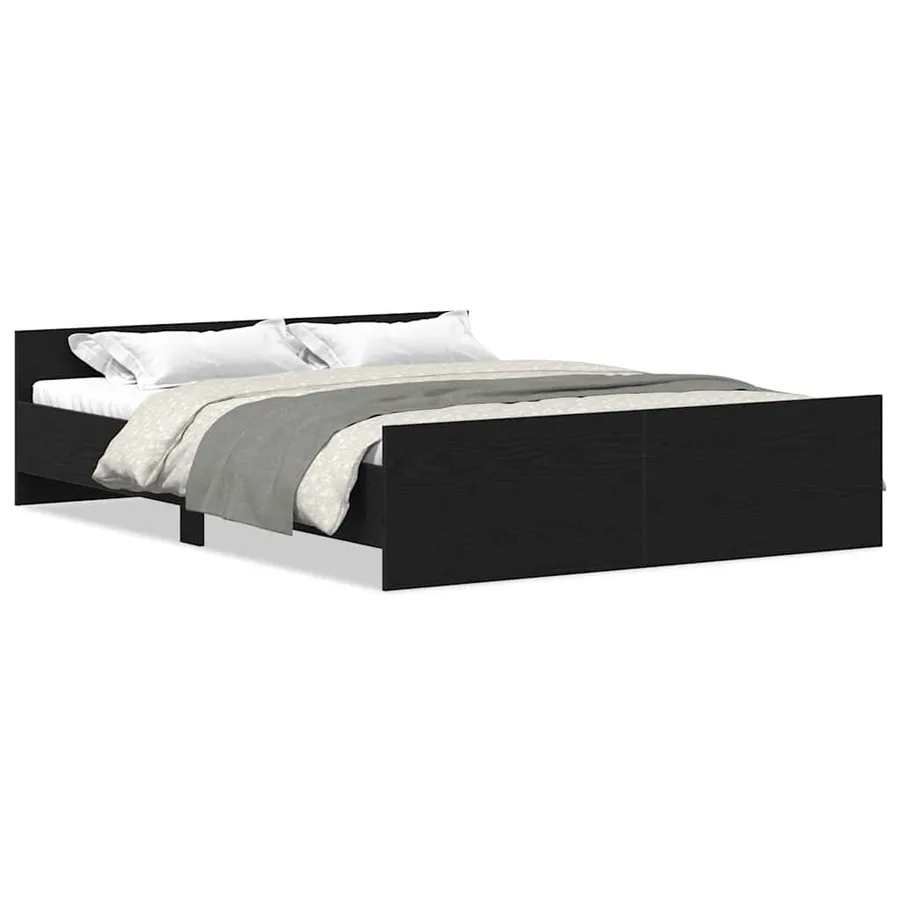 Cadre de lit sans matelas en chêne noir 160x200 cm bois d'ingénierie - 2