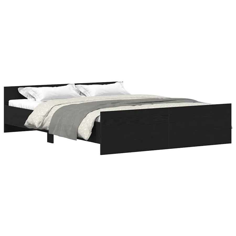 Cadre de lit sans matelas en chêne noir 160x200 cm bois d'ingénierie - 4