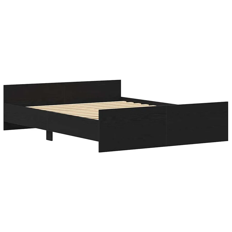 Cadre de lit sans matelas en chêne noir 160x200 cm bois d'ingénierie - 5