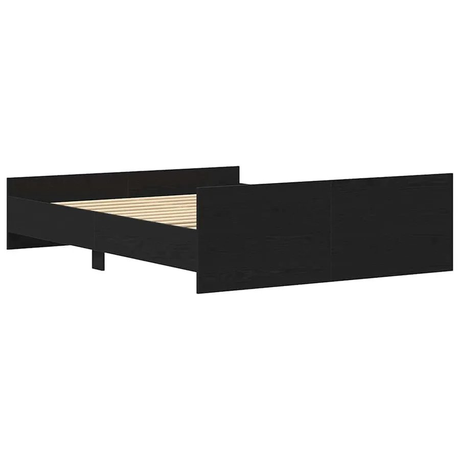 Cadre de lit sans matelas en chêne noir 160x200 cm bois d'ingénierie - 7