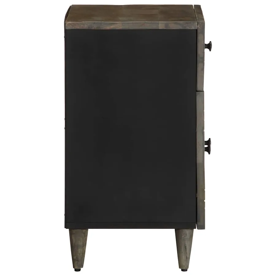 Table de chevet gris clair 50x33x60 cm bois de manguier massif - 4
