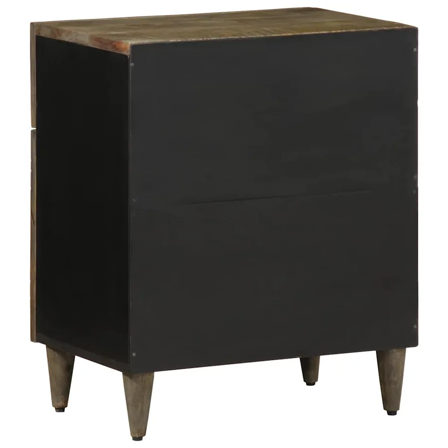 Table de chevet gris clair 50x33x60 cm bois de manguier massif - 5