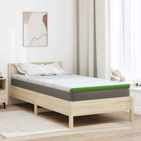 Surmatelas Blanc et vert 120 x 200 cm Tissu Jacquard