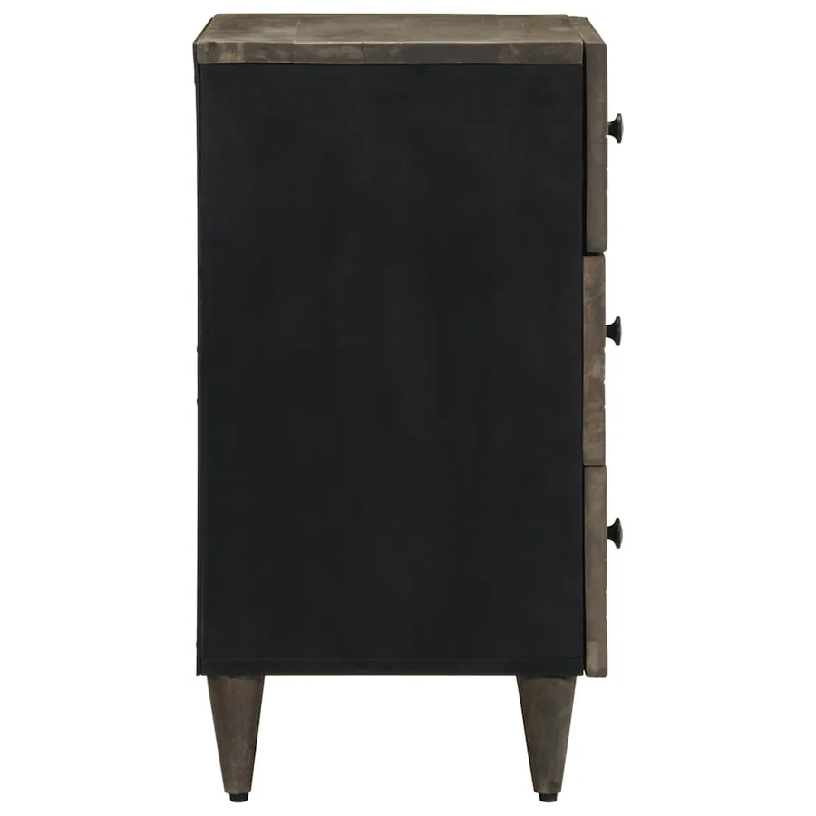 Table de chevet gris clair 50x33x60 cm bois de manguier massif - 4