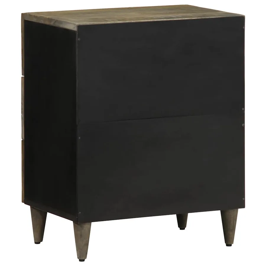 Table de chevet gris clair 50x33x60 cm bois de manguier massif - 5
