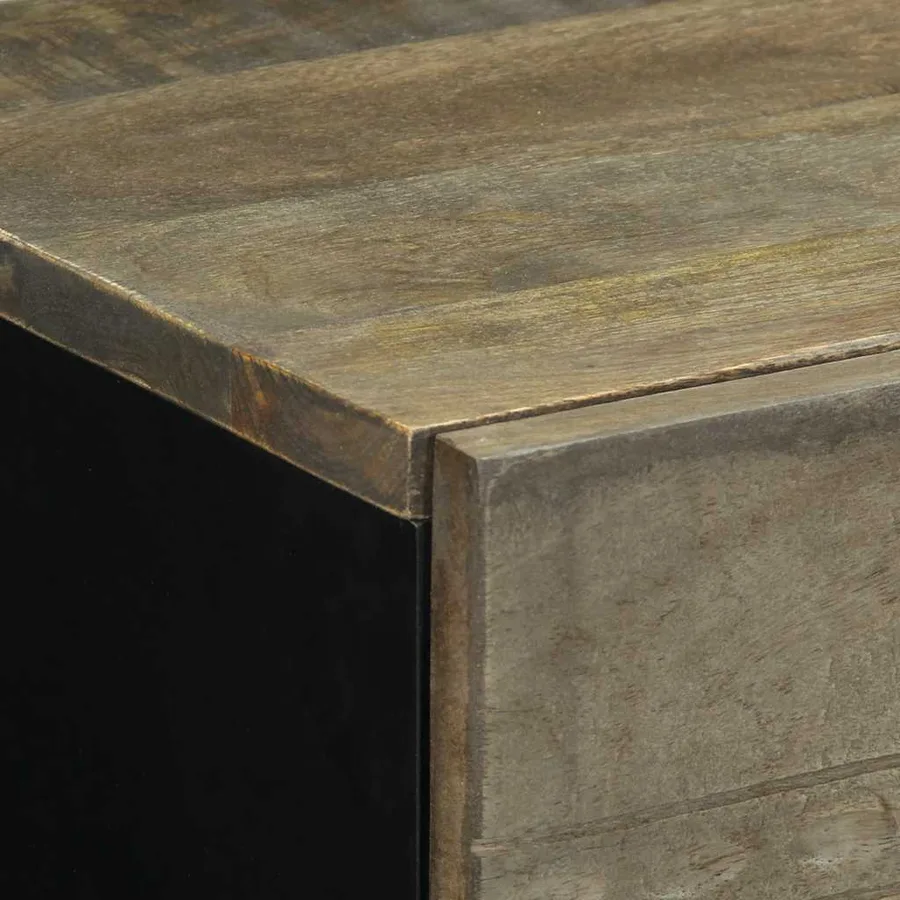 Table de chevet gris clair 50x33x60 cm bois de manguier massif - 6