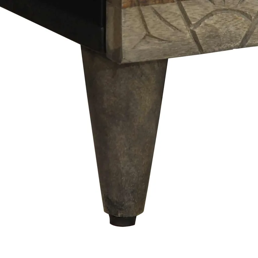 Table de chevet gris clair 50x33x60 cm bois de manguier massif - 8
