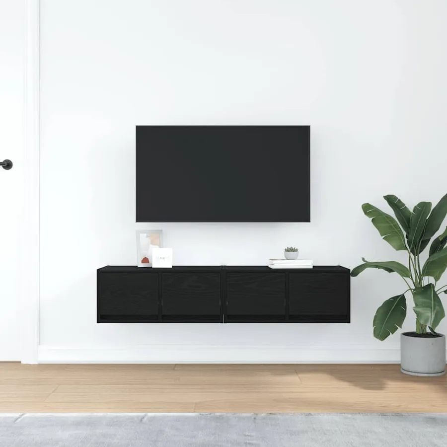 Meubles TV 2 pcs chêne noir 60x31x25,5 cm bois d'ingénierie - 3