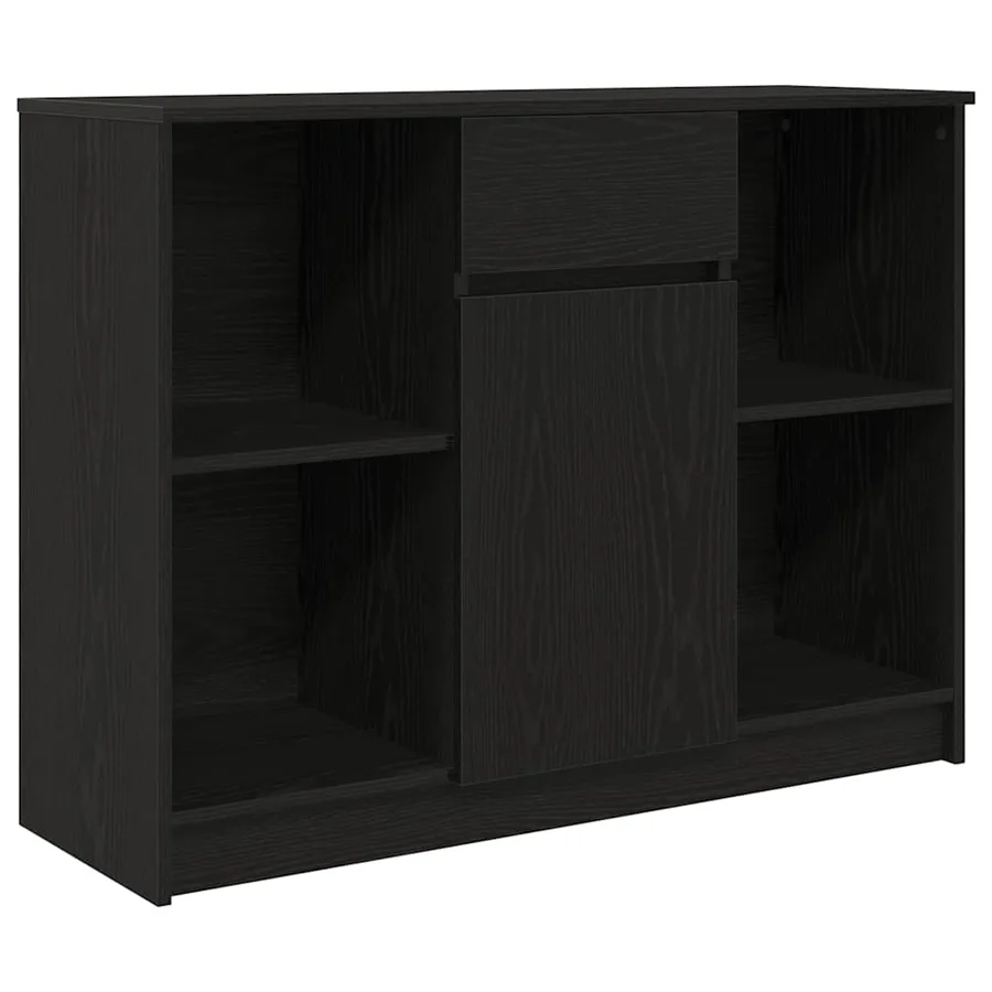 Buffet avec tiroir chêne noir 101x35x76 cm bois d'ingénierie - 2