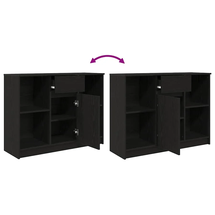 Buffet avec tiroir chêne noir 101x35x76 cm bois d'ingénierie - 9