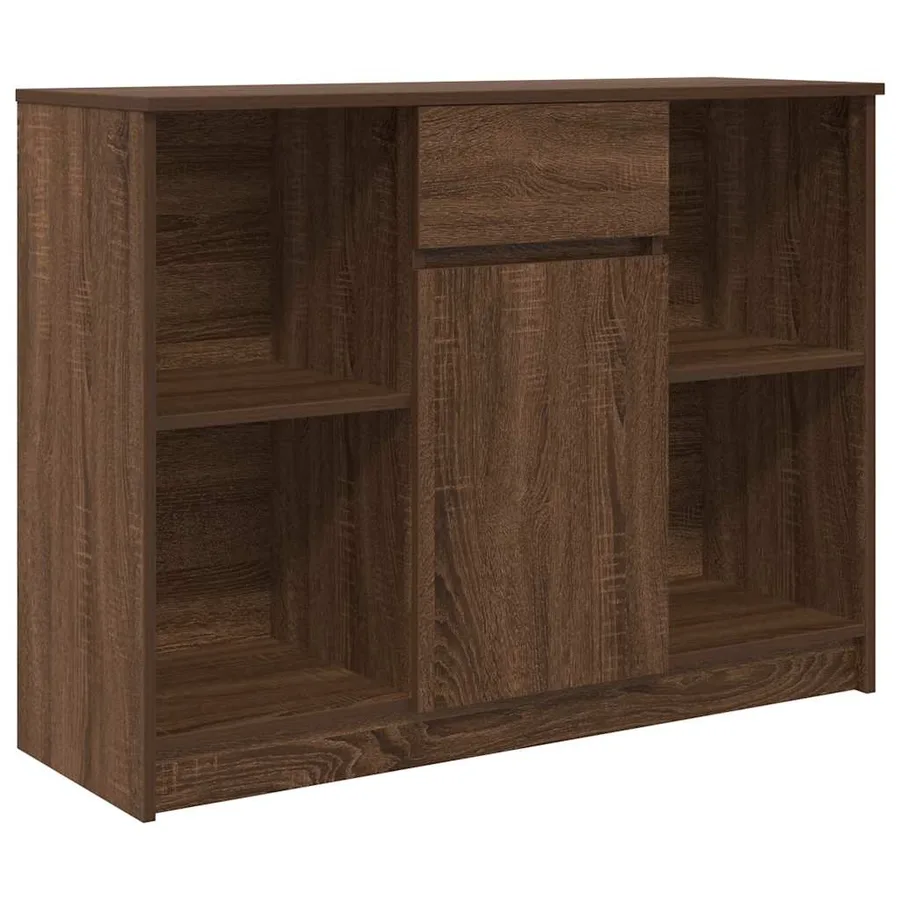 Buffet avec tiroir chêne brun 101x35x76 cm bois d'ingénierie - 2