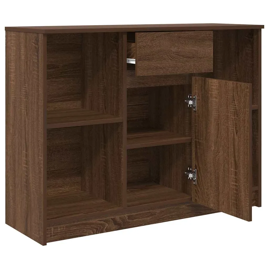 Buffet avec tiroir chêne brun 101x35x76 cm bois d'ingénierie - 5