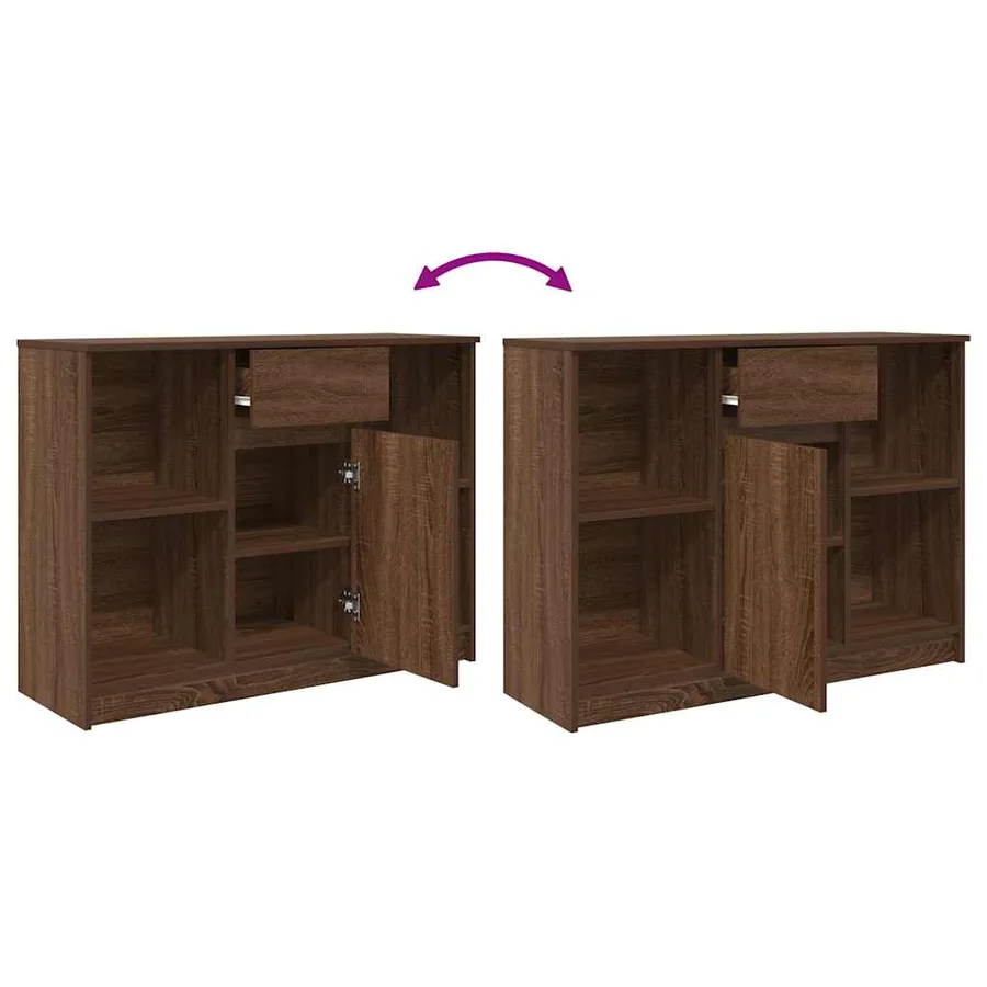 Buffet avec tiroir chêne brun 101x35x76 cm bois d'ingénierie - 9