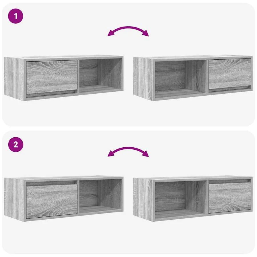 Meuble TV sonoma gris 80x31x25,5 cm bois d'ingénierie - 9