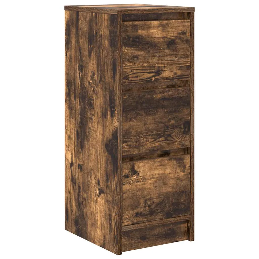 Buffet chêne fumé 29,5x34x76 cm bois d'ingénierie - 2
