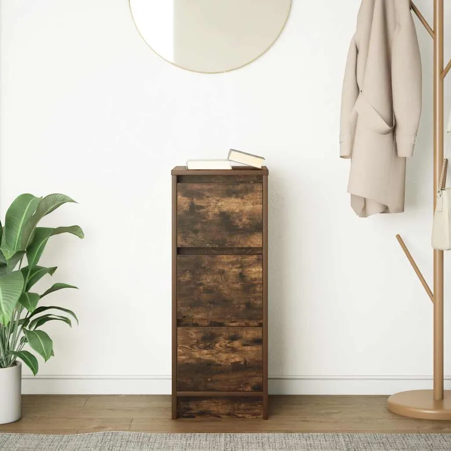 Buffet chêne fumé 29,5x34x76 cm bois d'ingénierie - 3