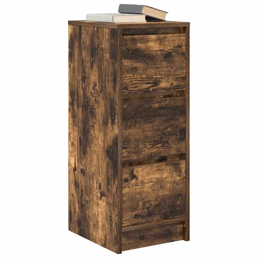 Buffet chêne fumé 29,5x34x76 cm bois d'ingénierie - 4